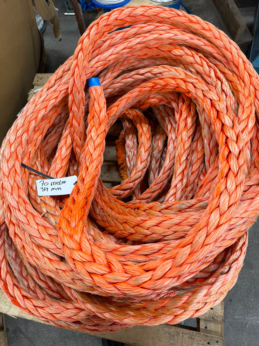 Gebruikte dyneema 70 meter/ 34mm + oog 1,5m