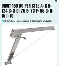 RVS Davids 150kg per stel (zie tekening)
