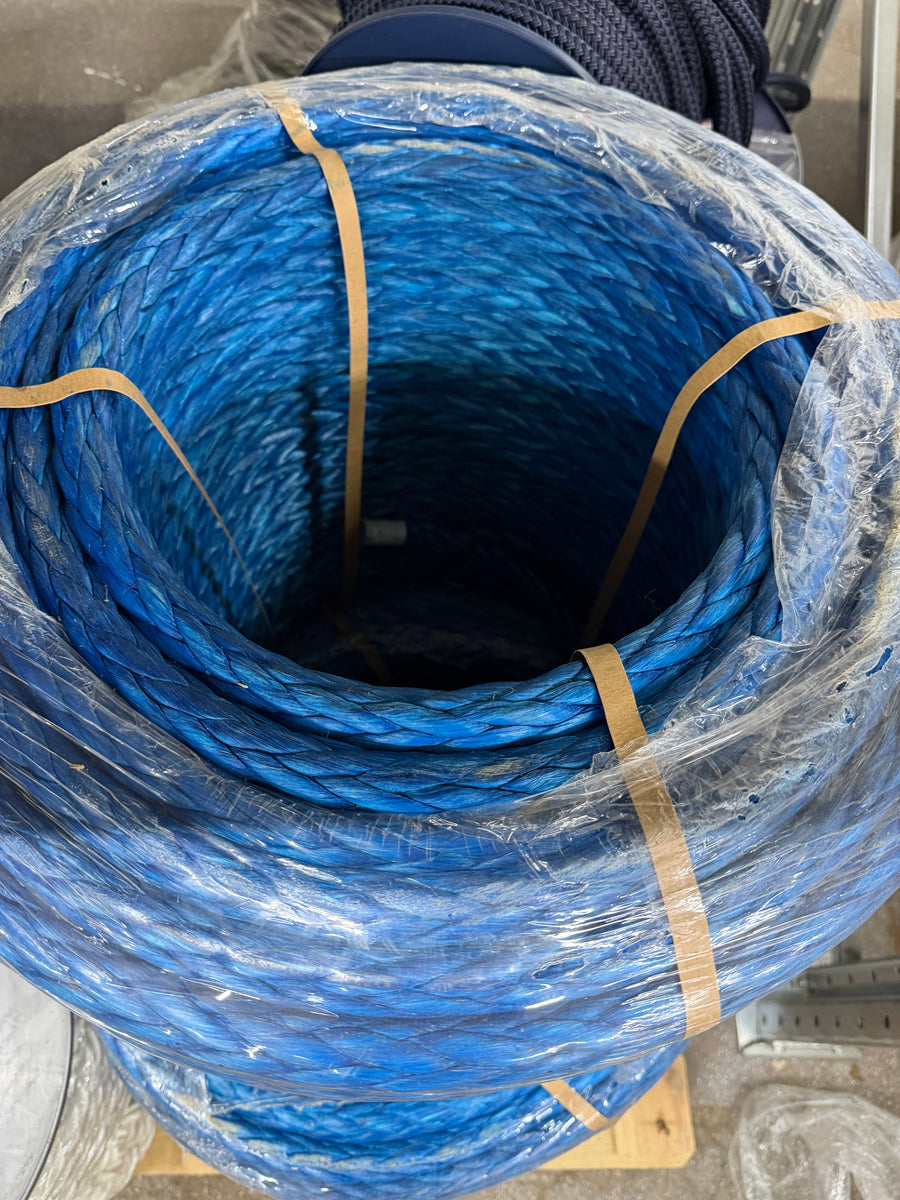 HMPE Super E Blue 120 meter / 22mm beide kanten lus van 1,5m | 45 ton