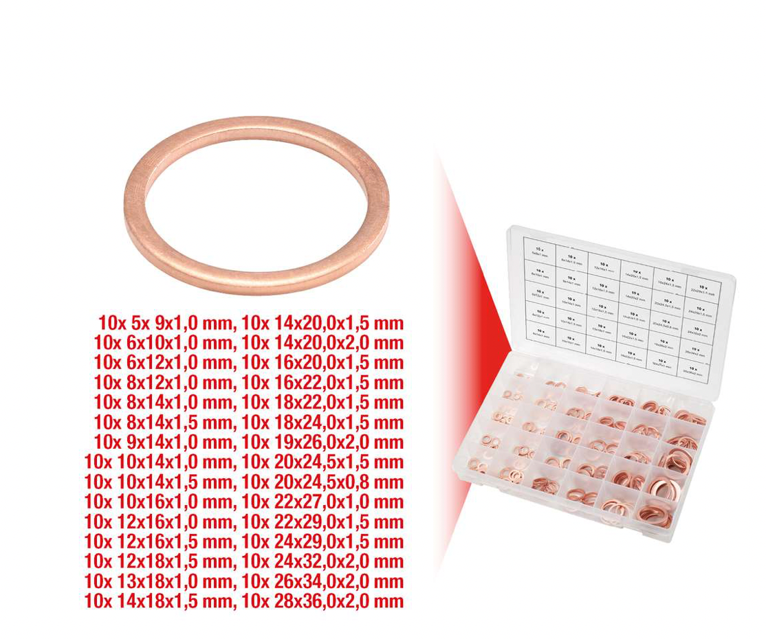 KS Tools Assortiment koperringen, 5-28, 300-dlg